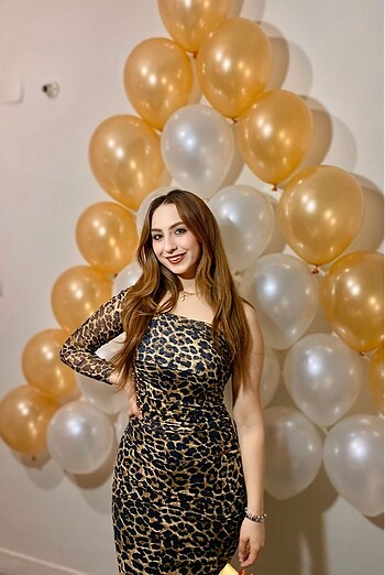 s Beden Leopar elbise