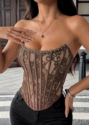 kahverengi korse büstiyer - Görsel 2