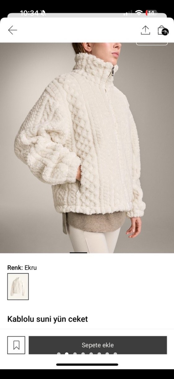 Oysho Beyaz Suni Yün Midi Ceket - Görsel 2