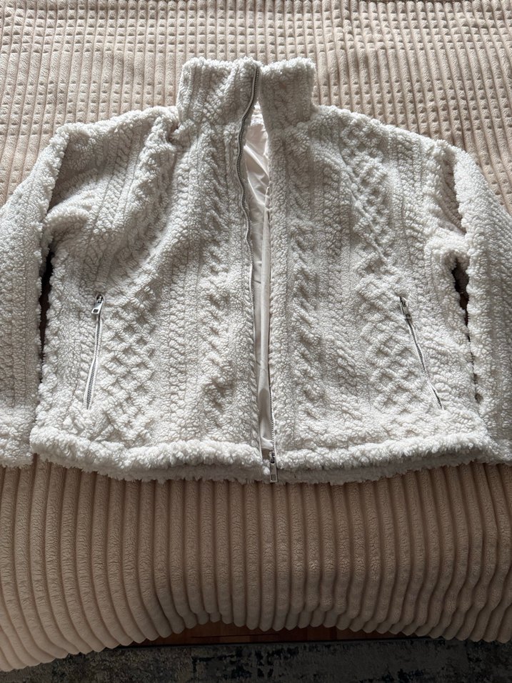 Oysho Beyaz Suni Yün Midi Ceket - Görsel 3