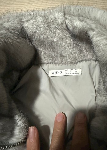 Gri Peluş Kadın Ceket Yüksek Yakalı - Görsel 5