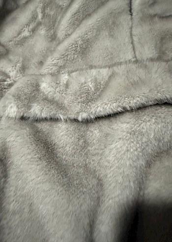 Gri Peluş Kadın Ceket Yüksek Yakalı - Görsel 2