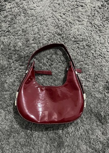 Bordo Parlak Deri Kadın Çanta - Görsel 2