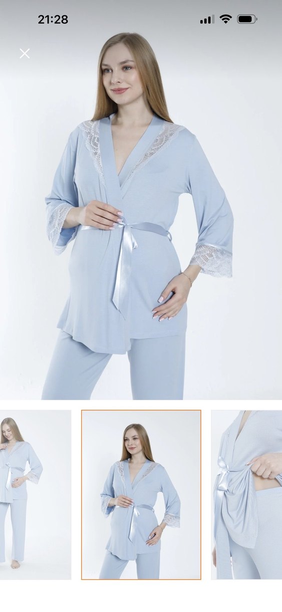 Mavi Hamile ve Emzirme Pijama Takımı - Görsel 2