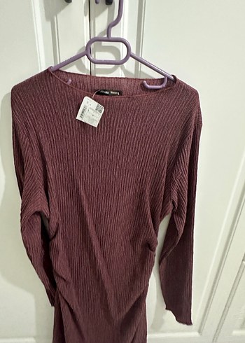 Bordo Uzun Piliseli Elbise - Görsel 4