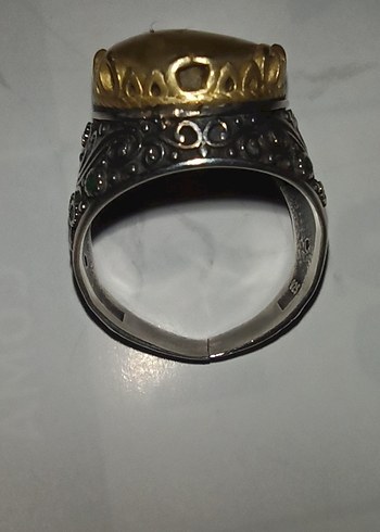 gümüş yüzük kehribar taşlı - Görsel 7