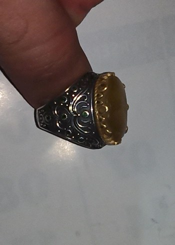 gümüş yüzük kehribar taşlı - Görsel 3