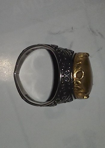 gümüş yüzük kehribar taşlı - Görsel 5