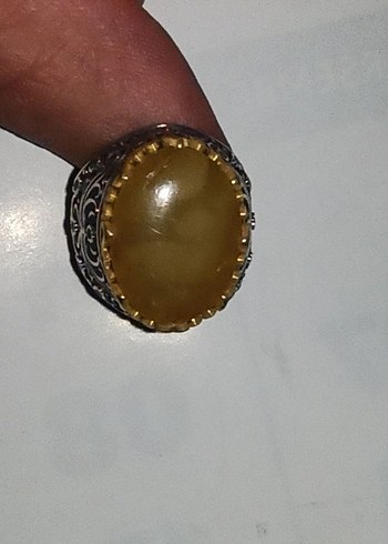 gümüş yüzük kehribar taşlı - Görsel 2