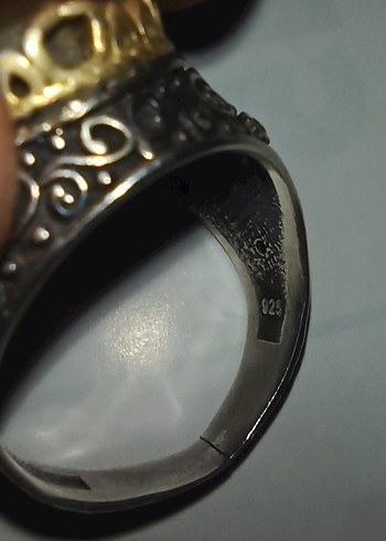 gümüş yüzük kehribar taşlı - Görsel 6