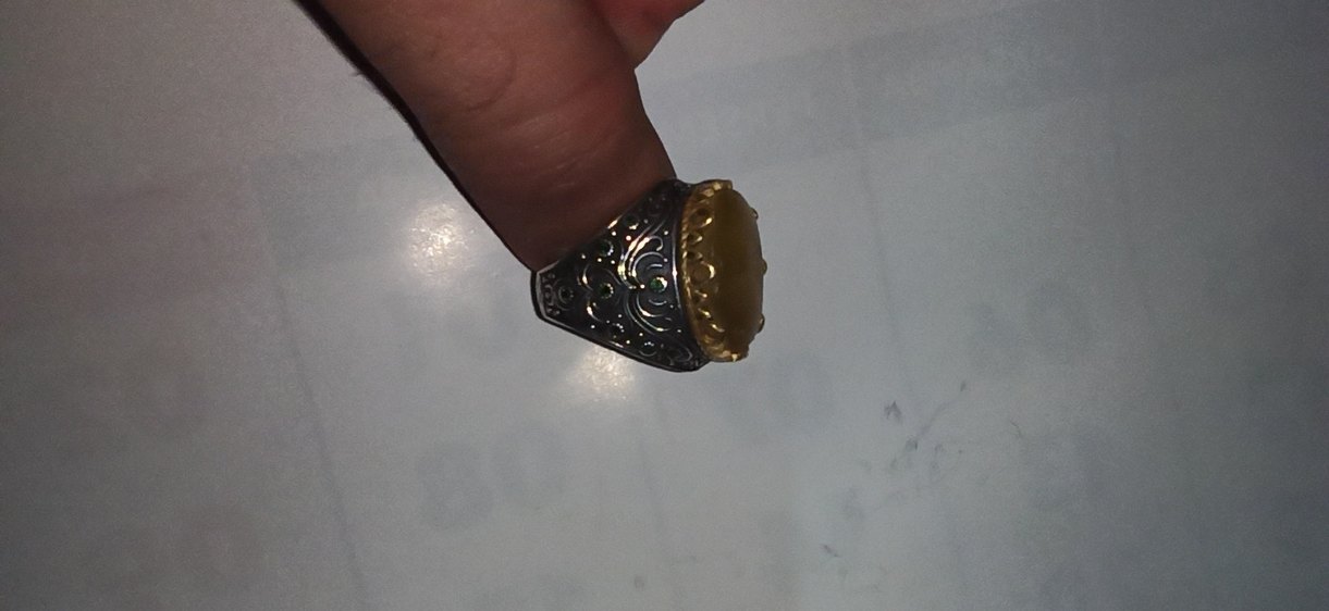 gümüş yüzük kehribar taşlı - Görsel 3