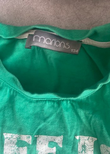 Yeşil Baskılı Kız Tişörtü, Kısa Kollu, Denim Kuşaklı - Görsel 5