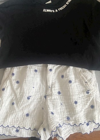 Nakışlı Beyaz Midi Hamile Şortu - Görsel 5