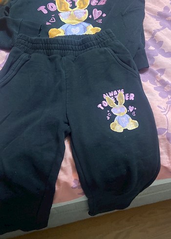 Mor Nakışlı Düğmeli Kadın Eşofman Altı - Görsel 2