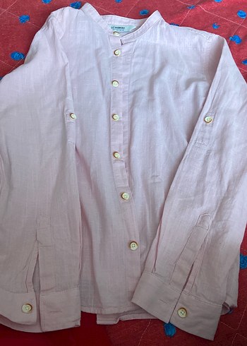 Erkek Çocuk Pembe Keten Gömlek - Görsel 2