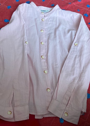 Erkek Çocuk Pembe Keten Gömlek - Görsel 3