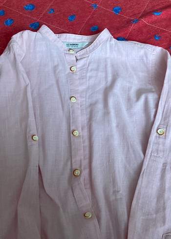 Erkek Çocuk Pembe Keten Gömlek - Görsel 5