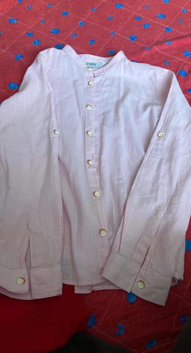 Erkek Çocuk Pembe Keten Gömlek - Görsel 2