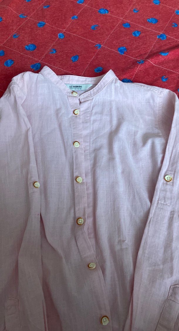 Erkek Çocuk Pembe Keten Gömlek - Görsel 5