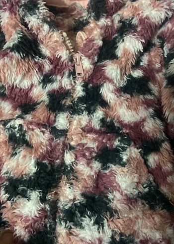 Kız Çocuk Çok Renkli Kapüşonlu Kürklü Ceket - Görsel 6