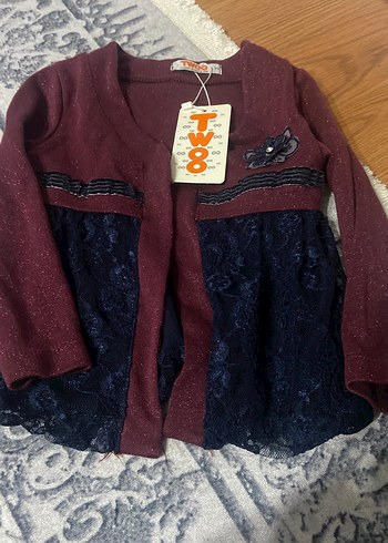 Bordo Nakışlı Triko Bolero - Görsel 2