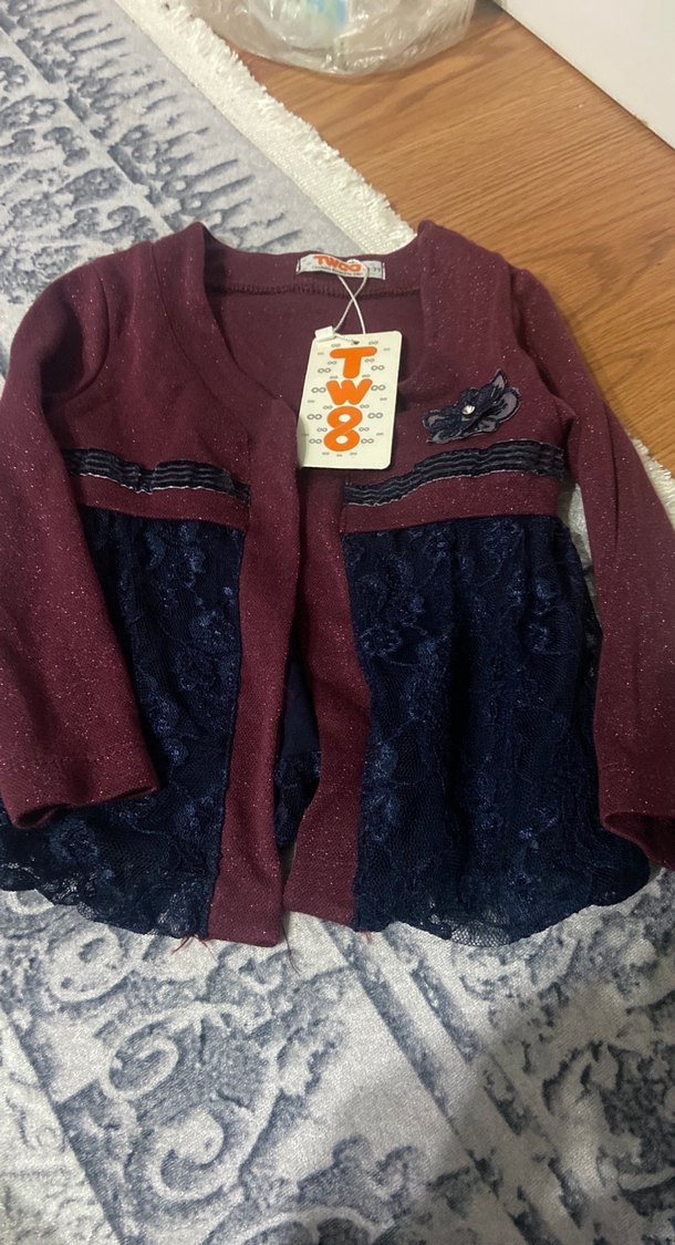 Bordo Nakışlı Triko Bolero - Görsel 2