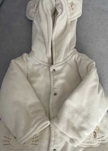 Beyaz Kürklü bebek Montu Kapüşonlu - Görsel 3