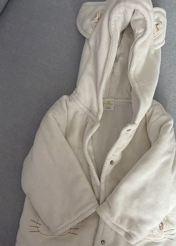 Beyaz Kürklü bebek Montu Kapüşonlu - Görsel 7