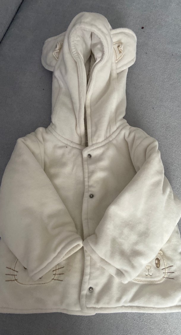 Beyaz Kürklü bebek Montu Kapüşonlu - Görsel 2