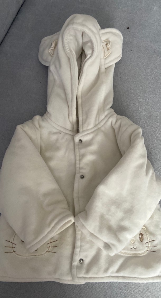 Beyaz Kürklü bebek Montu Kapüşonlu - Görsel 3