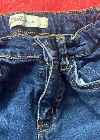 Düğmeli Mavi Erkek Çocuk Denim Pantolon - Görsel 3