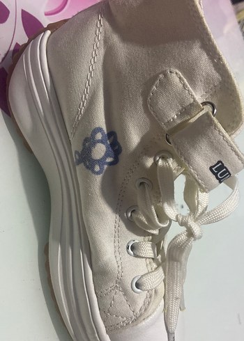 Beyaz Kadın Spor Ayakkabı Wedge Topuklu - Görsel 2