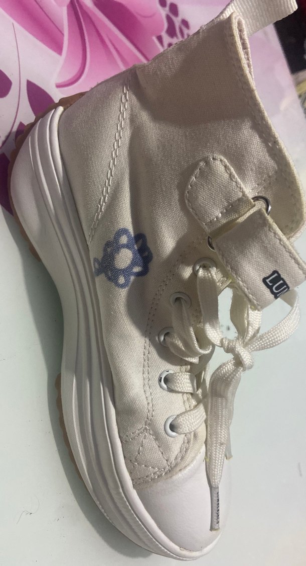 Beyaz Kadın Spor Ayakkabı Wedge Topuklu - Görsel 2