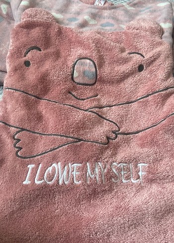 Kız Çocuk Pembe Desenli Polar pijama takımı - Görsel 7