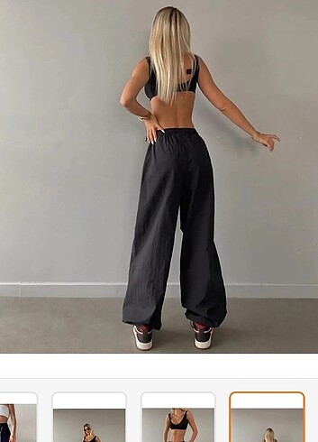 l Beden siyah Renk Paraşüt pantalon