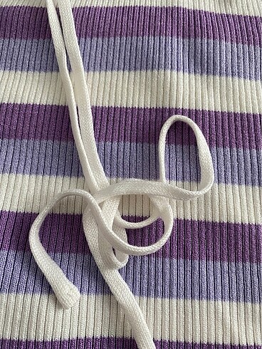 s Beden mor Renk H&M Marka Mini Üst Boyundan Bağlamalı