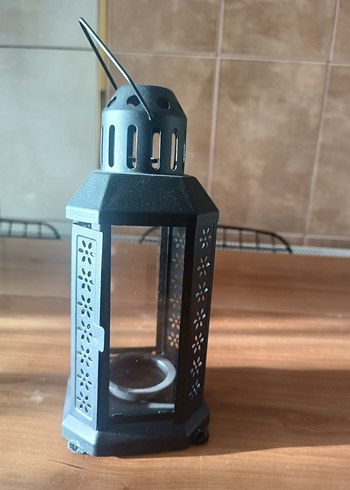 Ikea Siyah Dekoratif Metal Mumluk