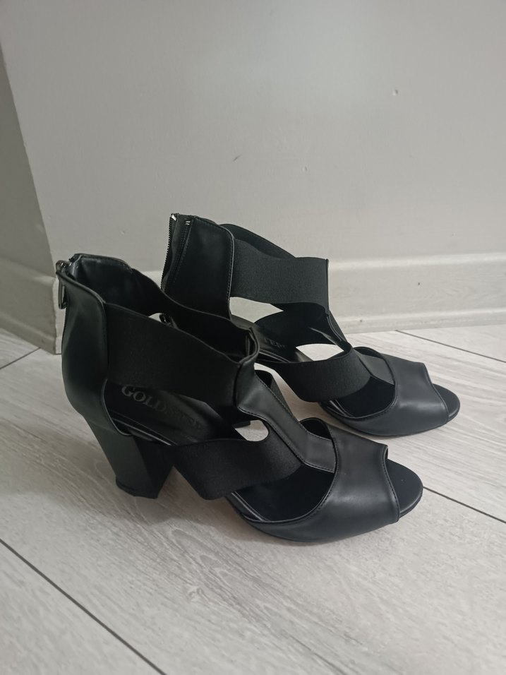 Siyah kalın Topuklu Kadın Ayakkabı - Görsel 2