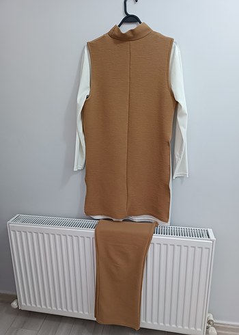 camel Uzun Kollu Yüksek Yakalı Kadın Tunik Takım - Görsel 2