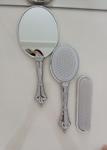 Mor Nakışlı Fiyonklu Vintage Metal Aksesuar Seti - Görsel 2