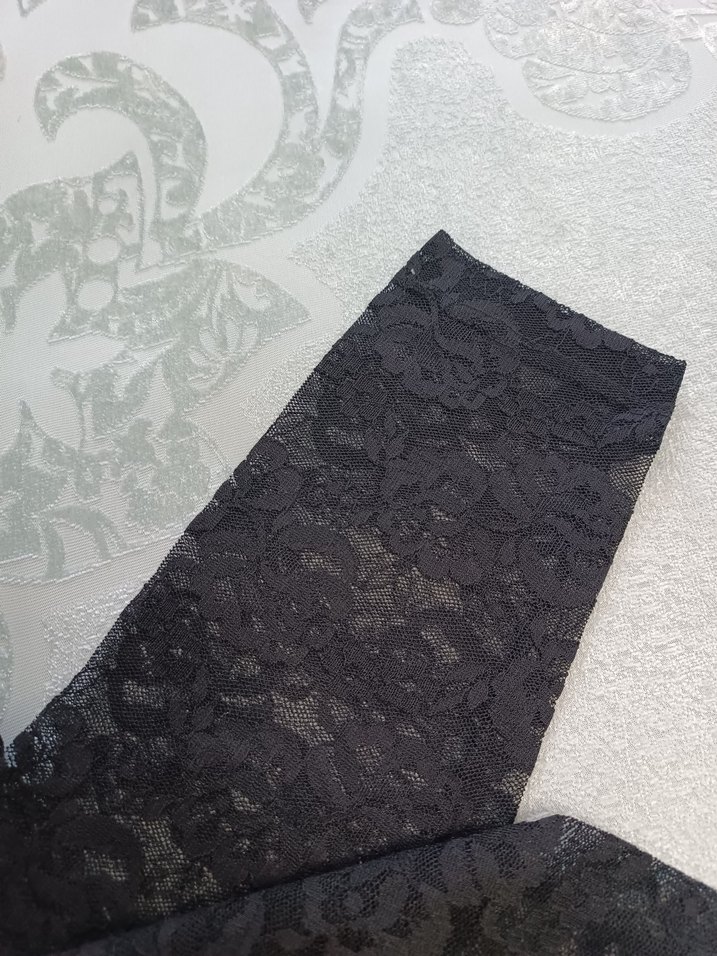 Dantel Detaylı Siyah Gotik Kadın Tayt - Görsel 2