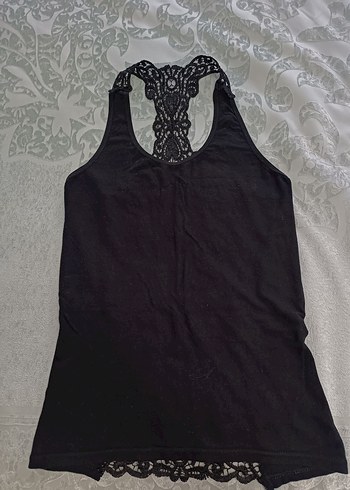 Dantelli Siyah Gösterişli Kadın Atlet - Görsel 2