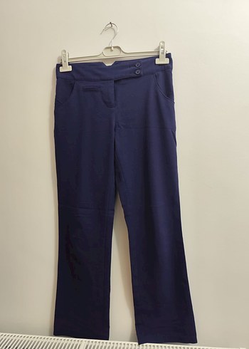 LC Waikiki Lacivert Kemerli Kadın Kumaş Pantolon