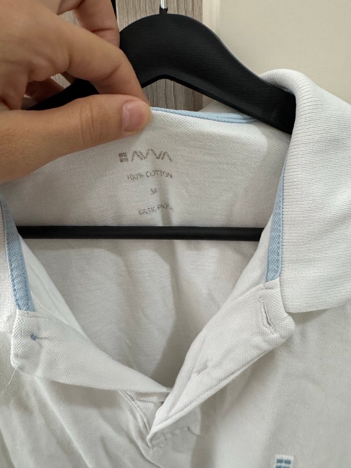 Beyaz Keten Polo Tişört, Kısa Kollu, Salaş - Görsel 2