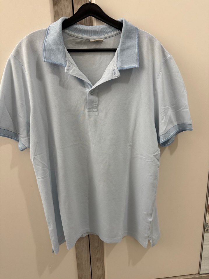 Mavi Pamuklu Düğmeli Erkek Polo Tişört - Görsel 2