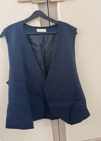 Lacivert Keten Düğmeli Erkek Yelek - Görsel 3