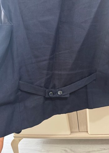 Lacivert Keten Düğmeli Erkek Yelek - Görsel 4