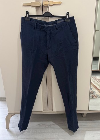 Lacivert Keten Düğmeli Erkek Yelek - Görsel 6