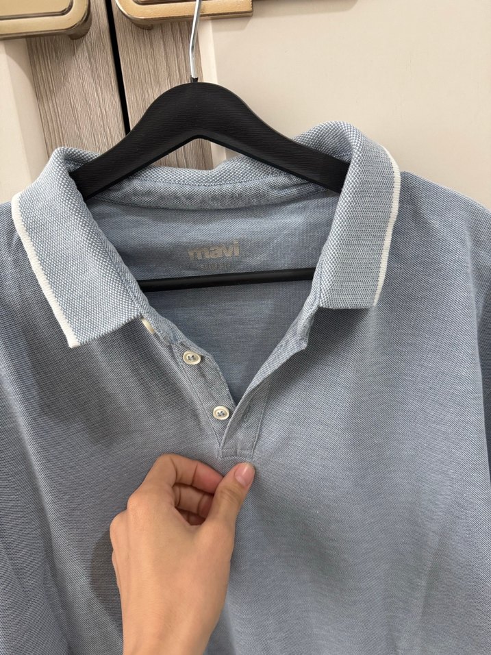 Gri Düğmeli Kısa Kollu Erkek Polo Tişört - Görsel 3