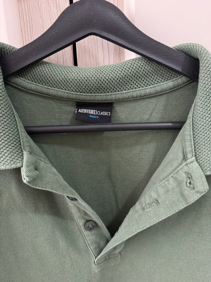 Erkek Yeşil Düğmeli Polo Tişört - Görsel 2